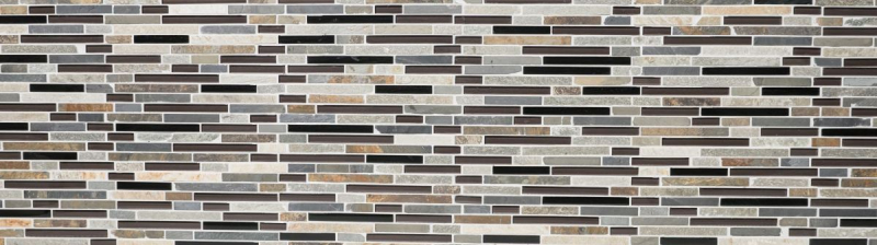 Piastrella di mosaico dipinta a mano Rivestimento traslucido beige marrone grigio nero Mosaico di vetro composito Pietra di cristallo MOS86-0206_m