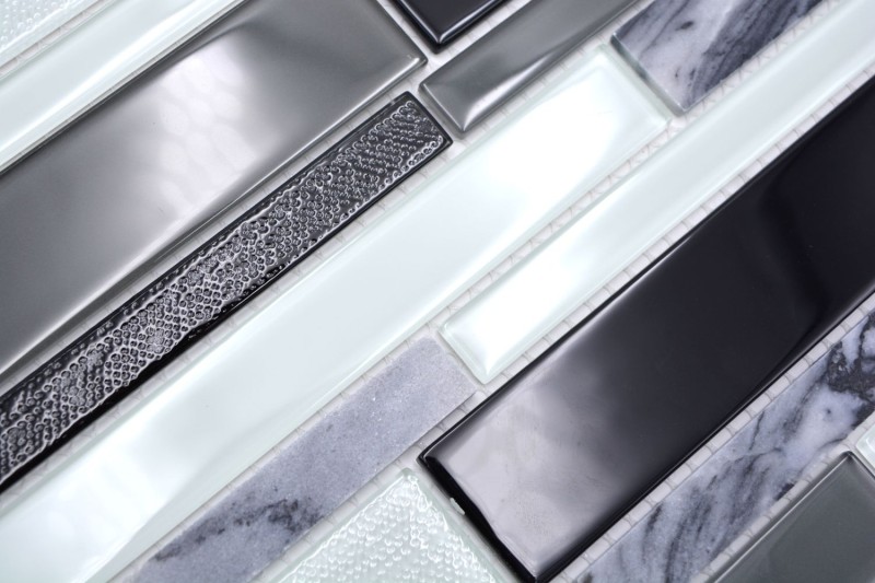 Mosaico di vetro pietra naturale piastrelle di mosaico composito marmo bianco grigio antracite nero parete cucina bagno WC - MOS67-GV34