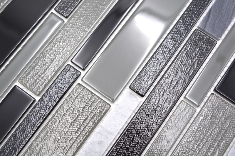 Mosaico di vetro pietra naturale piastrelle di mosaico composito marmo grigio antracite nero piastrelle da parete bagno cucina WC - MOS67-GV44