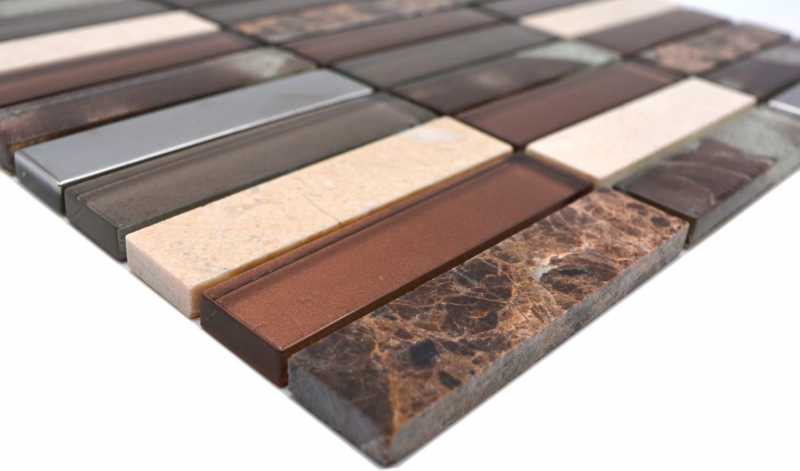 Piastrelle di mosaico rettangolare vetro mosaico pietra marrone bronzo argento rame piastrelle backsplash cucina piastrelle parete WC - MOS87-78X