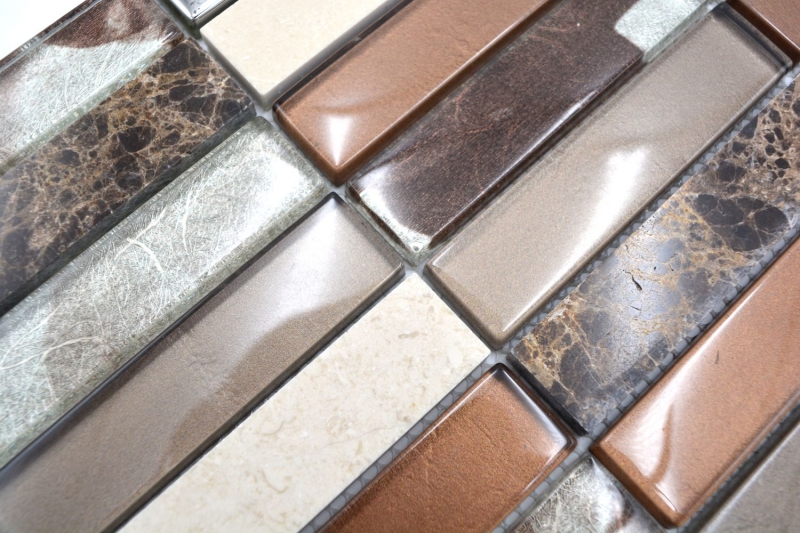 Piastrelle di mosaico rettangolare vetro mosaico pietra marrone bronzo argento rame piastrelle backsplash cucina piastrelle parete WC - MOS87-78X