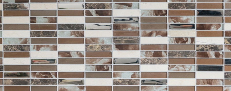 Piastrelle di mosaico rettangolare vetro mosaico pietra marrone bronzo argento rame piastrelle backsplash cucina piastrelle parete WC - MOS87-78X
