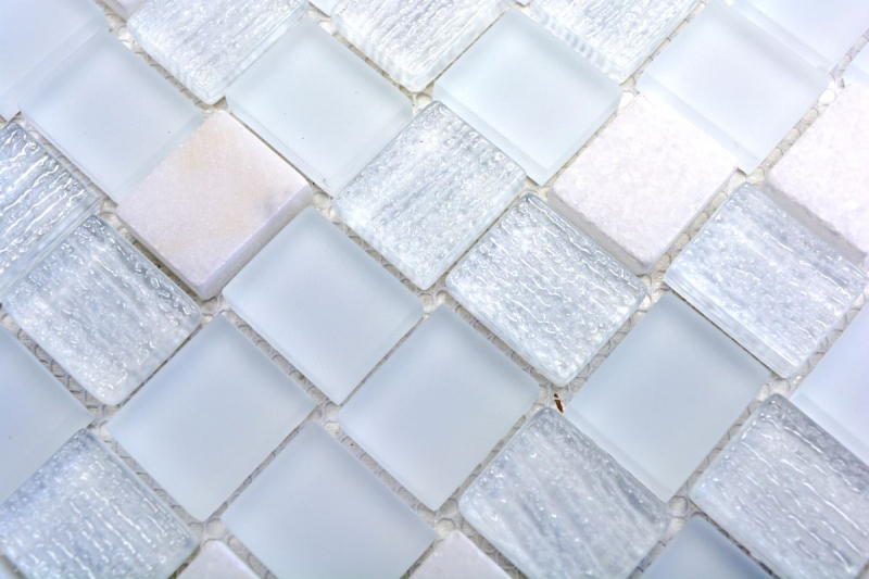 MOS82-0111_m tessere di mosaico a mano traslucido bianco rettangolo vetro mosaico pietra cristallo bianco