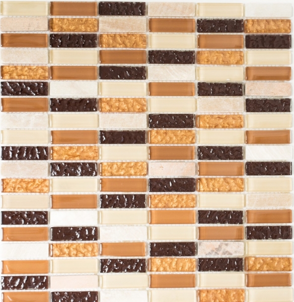 Piastrella di mosaico dipinta a mano Tondini traslucide beige marrone Mosaico di vetro Pietra di cristallo beige marrone MOS87-1206_m