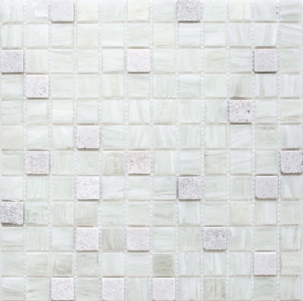 Piastrella di mosaico dipinta a mano Backsplash di piastrelle Bianco traslucido Mosaico di vetro Pietra di cristallo Bianco crema MOS94-2503_m