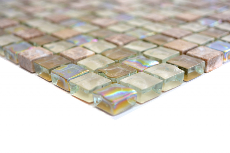 Piastrella di mosaico Traslucido beige marrone chiaro Mosaico di vetro Pietra di cristallo beige marrone chiaro MOS92-1213_f