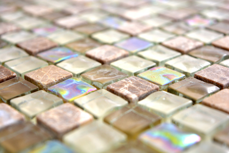 Piastrella di mosaico Traslucido beige marrone chiaro Mosaico di vetro Pietra di cristallo beige marrone chiaro MOS92-1213_f
