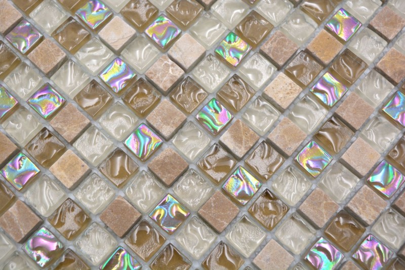 Mosaico di vetro in pietra naturale piastrelle di mosaico marrone chiaro beige dorato marrone ocra rivestimento della cucina piastrelle muro - MOS92-1213