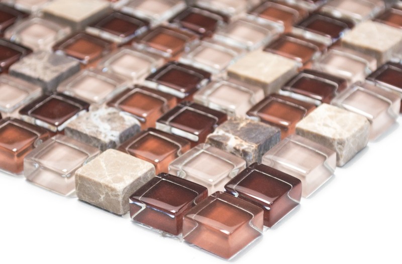 Mosaico di vetro in pietra naturale marrone scuro marrone chiaro ocra BAGNO WC cucina WALL backsplash piastrelle - MOS92-1304
