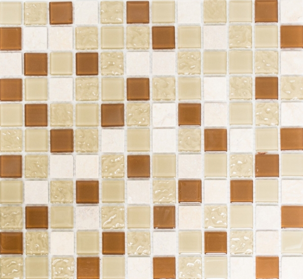 Piastrella di mosaico dipinta a mano Backsplash di piastrelle Beige traslucido Mosaico di vetro Pietra di cristallo beige MOS62-1204-GN_m