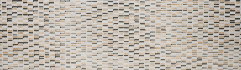 Piastrelle rettangolari di mosaico di vetro aste mini beige crema beige dorato pietra naturale cucina alzatina bagno WC parete - MOS87-1412