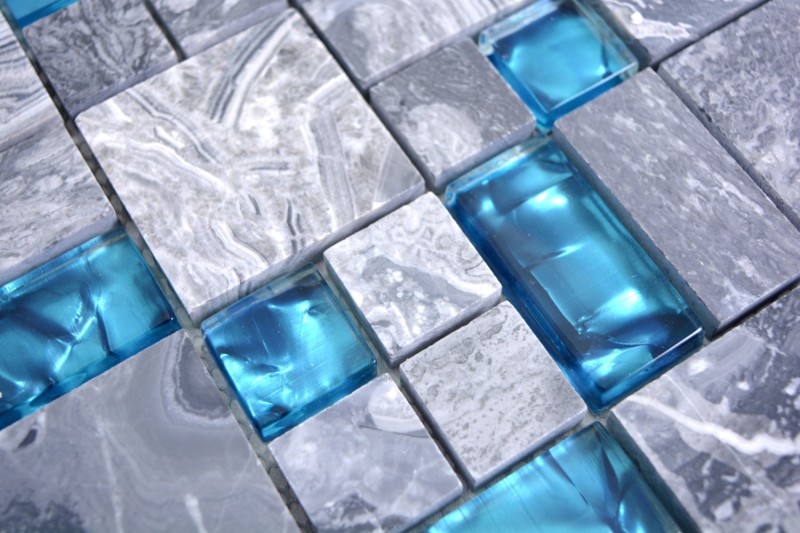 Pietra naturale vetro mosaico marmo piastrelle mosaico grigio blu antracite cucina splashback piastrella posteriore WC - MOS88-0404