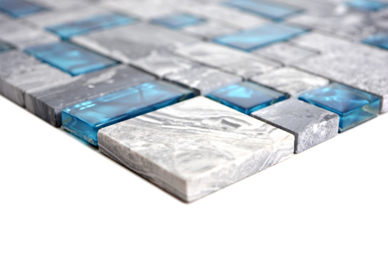 Pietra naturale vetro mosaico marmo piastrelle mosaico grigio blu antracite cucina splashback piastrella posteriore WC - MOS88-0404