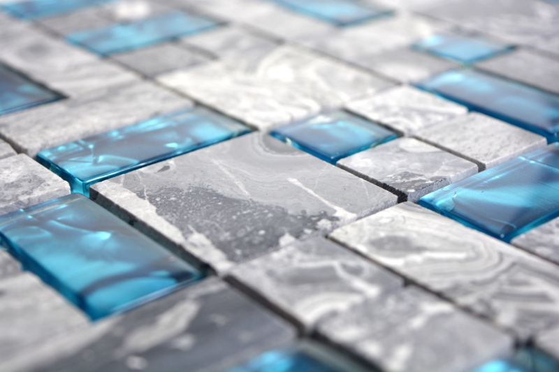 Pietra naturale vetro mosaico marmo piastrelle mosaico grigio blu antracite cucina splashback piastrella posteriore WC - MOS88-0404
