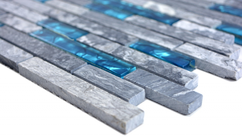 Piastrella di mosaico Mosaico di vetro composito grigio traslucido Pietra di cristallo grigio blu MOS87-0404_f