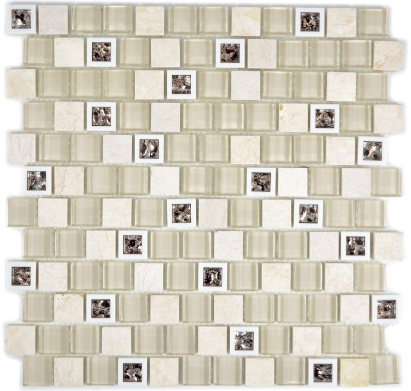 Piastrella di mosaico dipinta a mano Plastica traslucida beige Mosaico di vetro Pietra di cristallo beige MOS82BM-0115_m