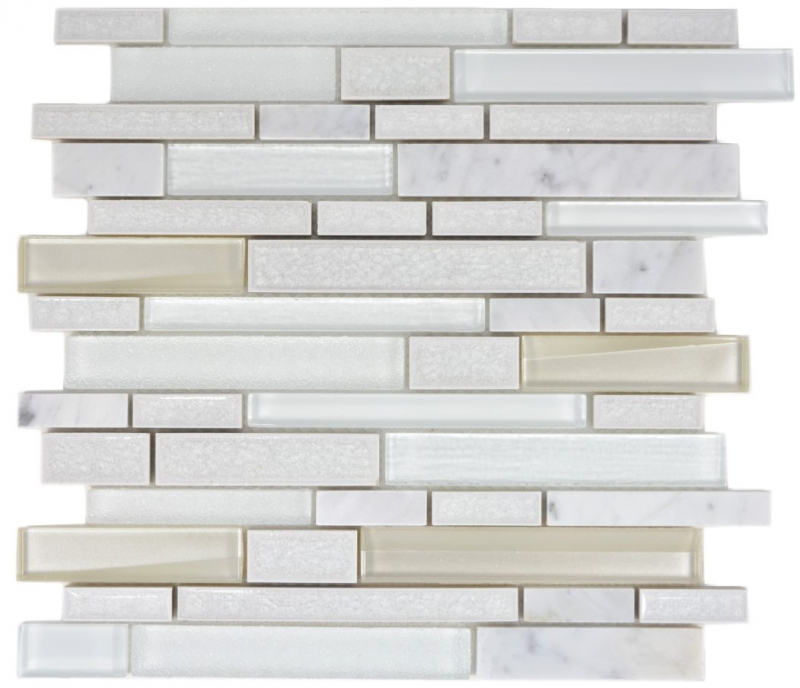 Piastrella di mosaico dipinta a mano ceramica traslucida bianca mosaico di vetro composito Pietra di cristallo ceramica bianca MOS87SO-0101_m