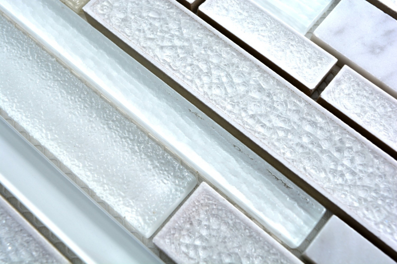 Piastrella di mosaico dipinta a mano ceramica traslucida bianca mosaico di vetro composito Pietra di cristallo ceramica bianca MOS87SO-0101_m