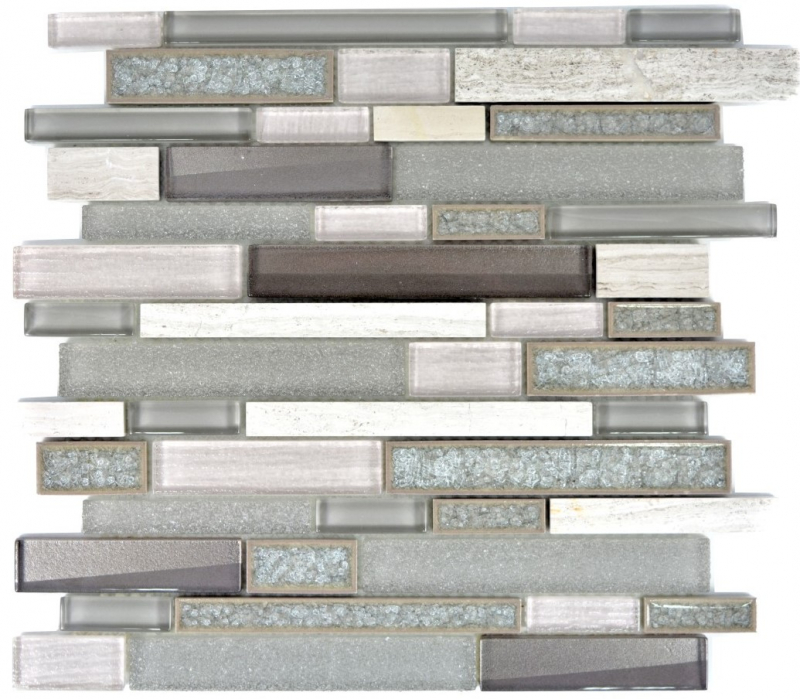 Piastrella di mosaico dipinta a mano ceramica traslucida grigio mosaico di vetro composito Pietra di cristallo ceramica grigio MOS87SO-0223_m