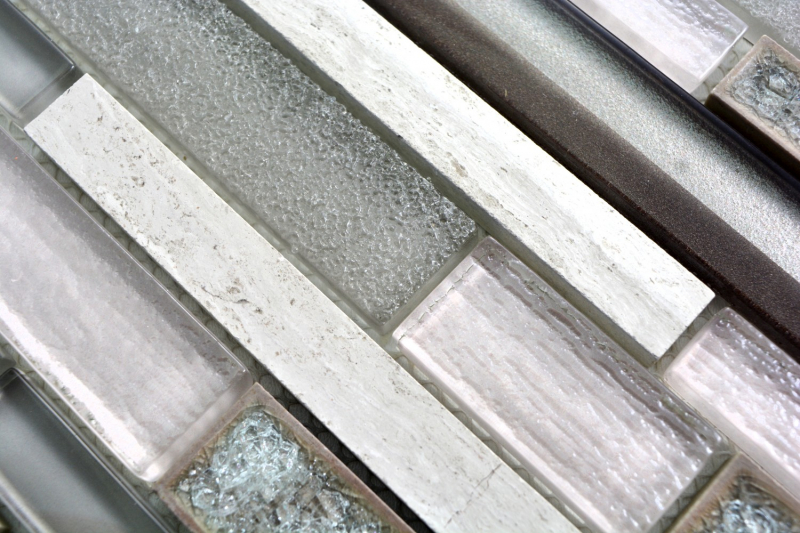 Piastrella di mosaico dipinta a mano ceramica traslucida grigio mosaico di vetro composito Pietra di cristallo ceramica grigio MOS87SO-0223_m
