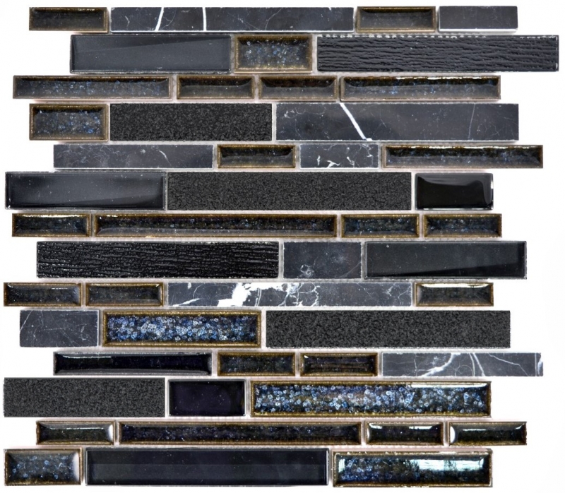 Piastrella di mosaico dipinta a mano ceramica traslucida nera mosaico di vetro composito Pietra di cristallo ceramica nera MOS87SO-0329_m