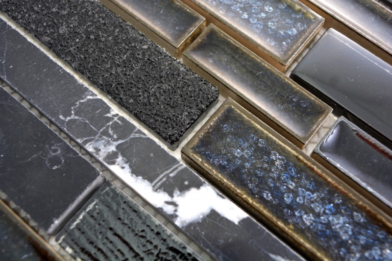 Mosaico di vetro pietra naturale aste mosaico ceramica marmo nero blu nero grafite piastrelle backsplash muro WC - MOS87SO-0329