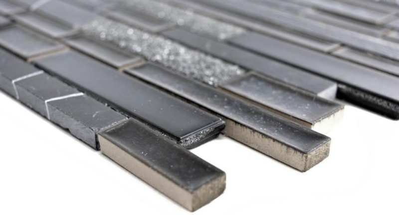 Mosaico di vetro pietra naturale aste mosaico ceramica marmo nero blu nero grafite piastrelle backsplash muro WC - MOS87SO-0329