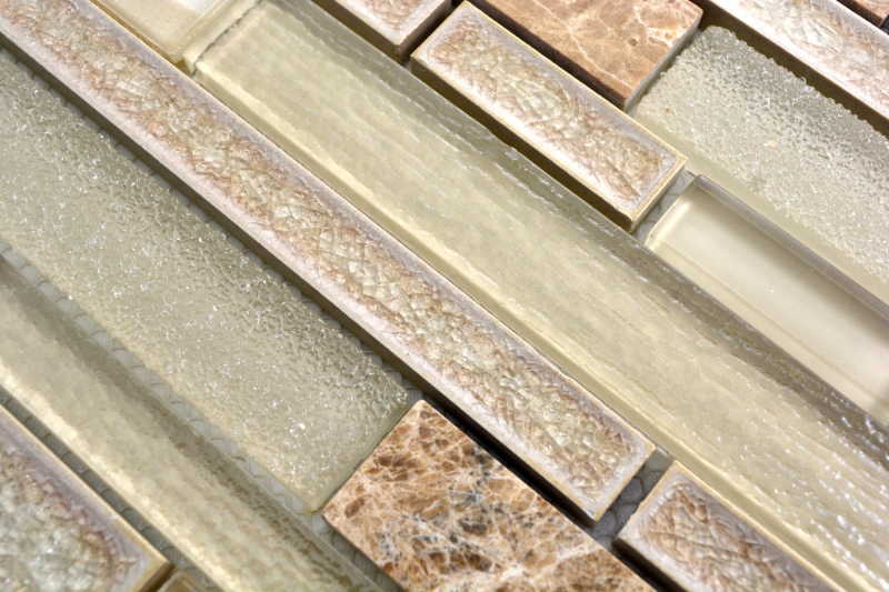 Piastrella di mosaico in ceramica traslucida beige Mosaico di vetro composito Pietra di cristallo in ceramica beige MOS87SO-1251_f