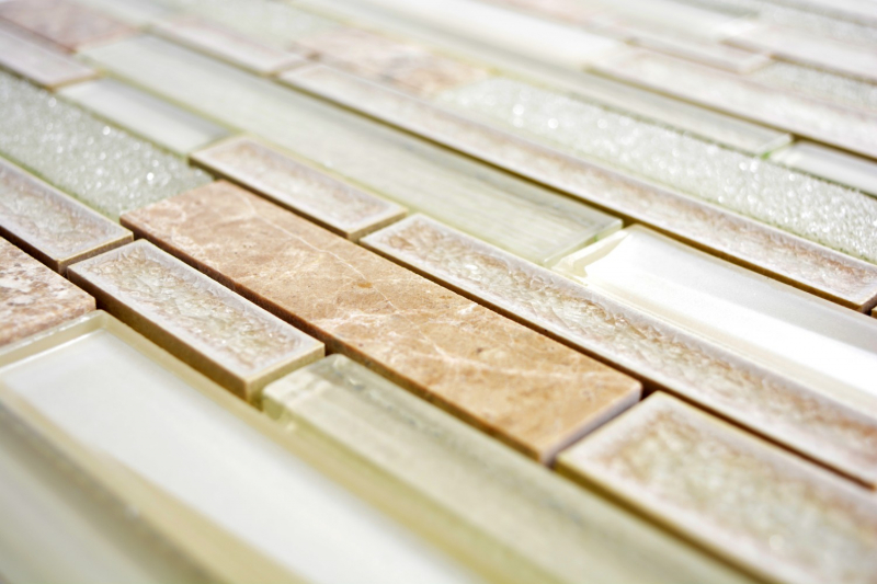 Piastrella di mosaico in ceramica traslucida beige Mosaico di vetro composito Pietra di cristallo in ceramica beige MOS87SO-1251_f