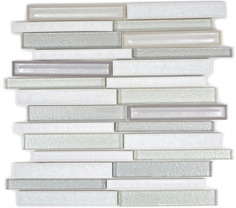Piastrella di mosaico dipinta a mano ceramica traslucida bianca mosaico di vetro composito Cristallo di ceramica bianco artico MOS83IC-0131_m
