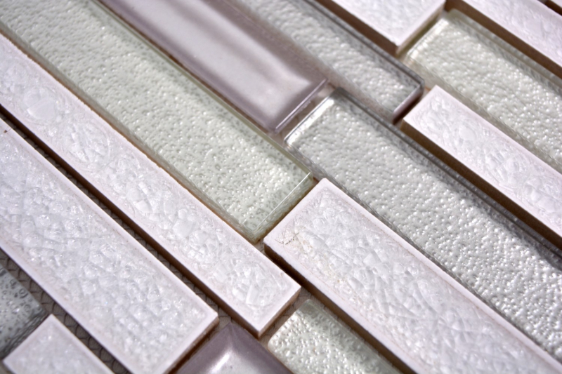 Piastrella di mosaico dipinta a mano ceramica traslucida bianca mosaico di vetro composito Cristallo di ceramica bianco artico MOS83IC-0131_m