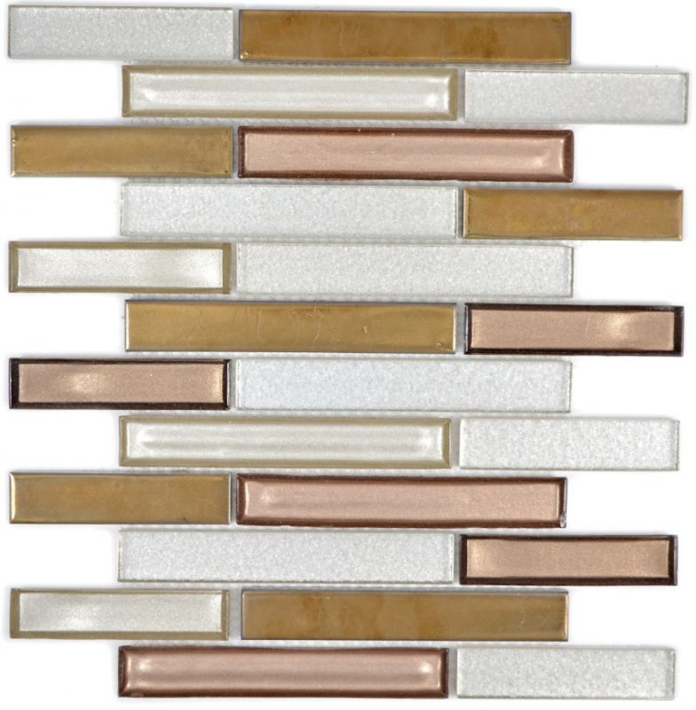 Piastrella di mosaico dipinta a mano ceramica traslucida bianco rame mosaico di vetro composito Cristallo di ceramica bianco rame MOS87OL-015_m