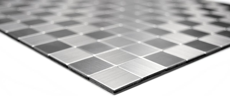 Piastrelle a mosaico per cucina autoadesive in alluminio argento metallo MOS200-22M25_f