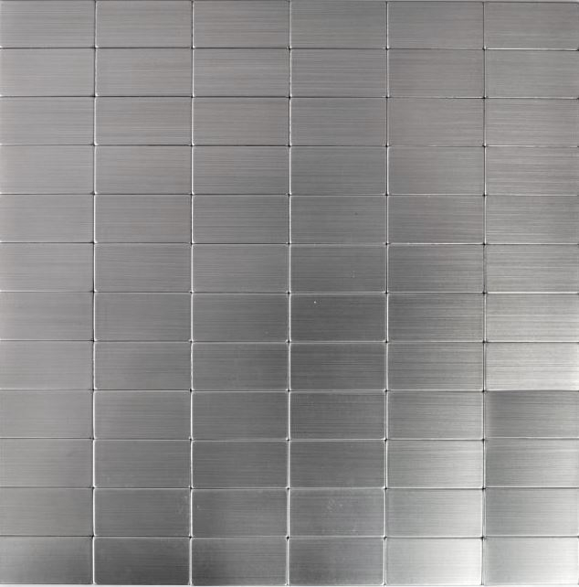 Campione a mano tessere di mosaico autoadesive alluminio argento metallo rettangolo metallo MOS200-22M50_m