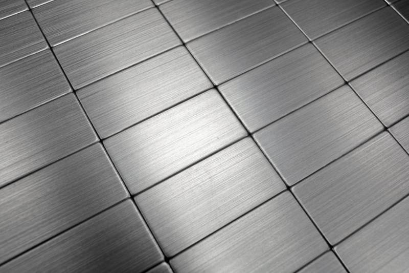 Campione a mano tessere di mosaico autoadesive alluminio argento metallo rettangolo metallo MOS200-22M50_m