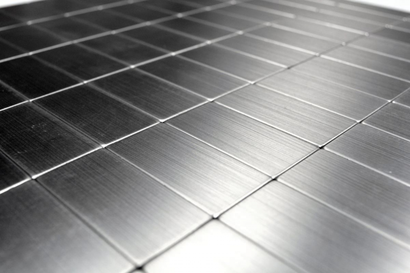 Campione a mano tessere di mosaico autoadesive alluminio argento metallo rettangolo metallo MOS200-22M50_m