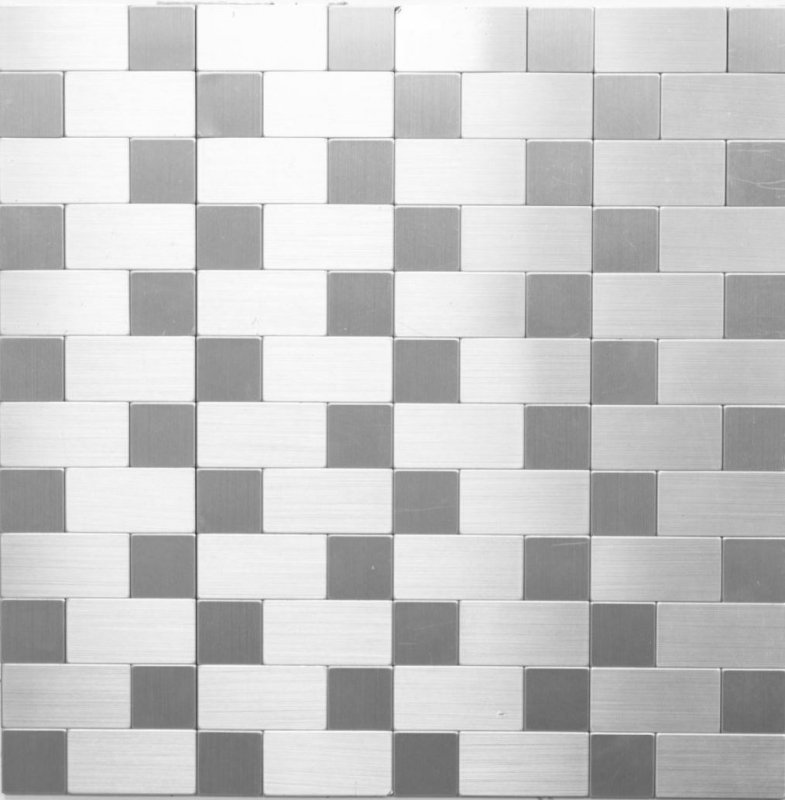 Piastrella di mosaico dipinta a mano autoadesiva alluminio argento metallo combinazione metallo MOS200-4MM87_m