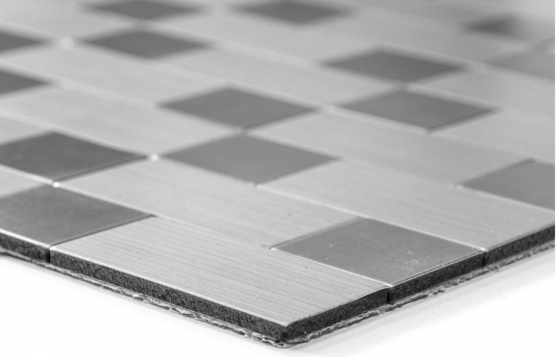 Piastrella di mosaico dipinta a mano autoadesiva alluminio argento metallo combinazione metallo MOS200-4MM87_m