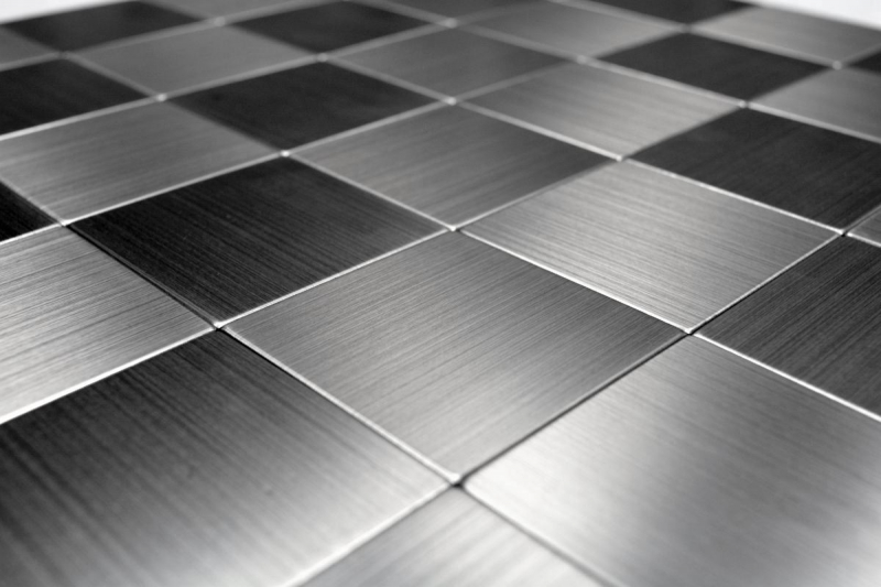 Campione a mano tessere di mosaico autoadesive alluminio argento metallo MOS200-4MM99_m
