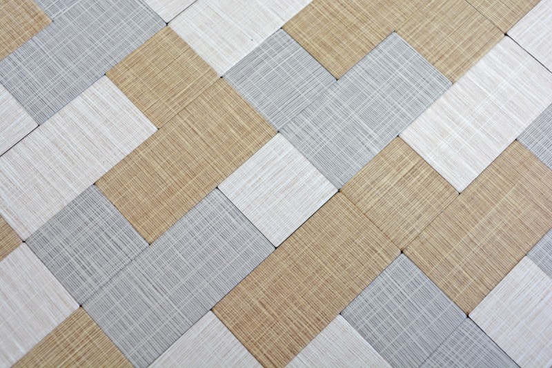 piastrella di mosaico autoadesiva ALU crema beige grigio metallo aspetto tessile MOS200-2522