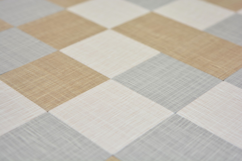 Piastrelle a mosaico per cucina autoadesive alluminio crema beige grigio metallo aspetto tessile MOS200-2622_f