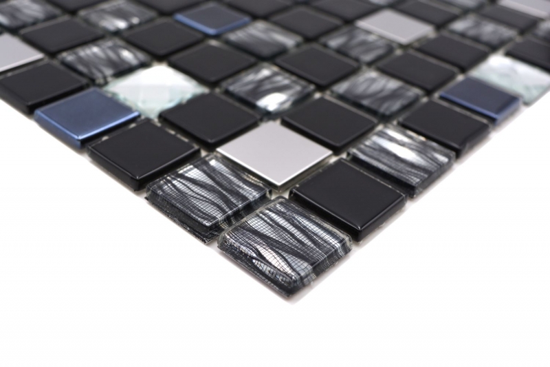 Mosaico di vetro in acciaio inox Rivestimento autoadesivo per pareti di cucina MOS200-4CM26