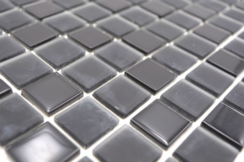 mosaico di vetro autoadesivo mosaico piastrelle nero opaco backsplash cucina splashback MOS200-4CM22
