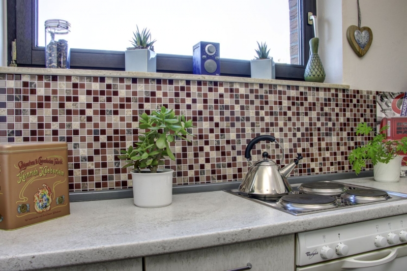 tessere autoadesive di mosaico di vetro pietra naturale rosa beige marrone emperador MOS200-4M352
