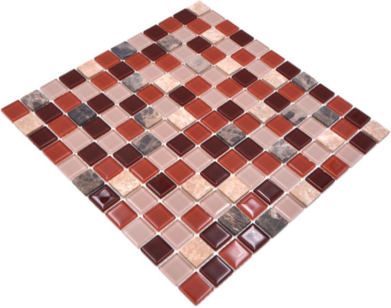 tessere autoadesive di mosaico di vetro pietra naturale rosa beige marrone emperador MOS200-4M352