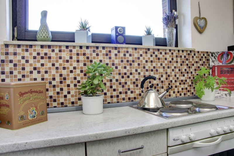 mosaico di vetro autoadesivo piastrelle di pietra naturale beige marrone backsplash piastrelle MOS200-4M372