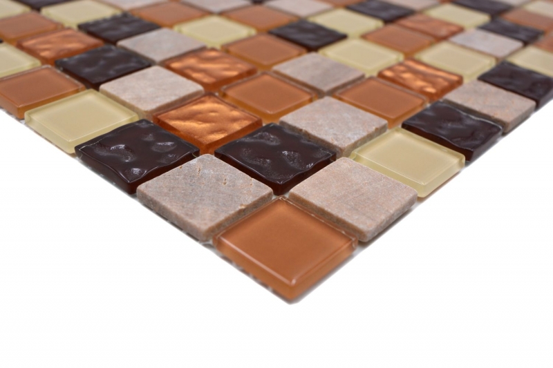 mosaico di vetro autoadesivo piastrelle di pietra naturale beige marrone backsplash piastrelle MOS200-4M372