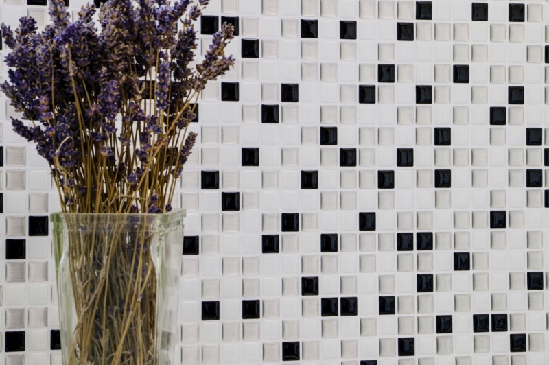 film adesivo in vinile autoadesivo per piastrelle a mosaico bianco argento nero backsplash per cucina