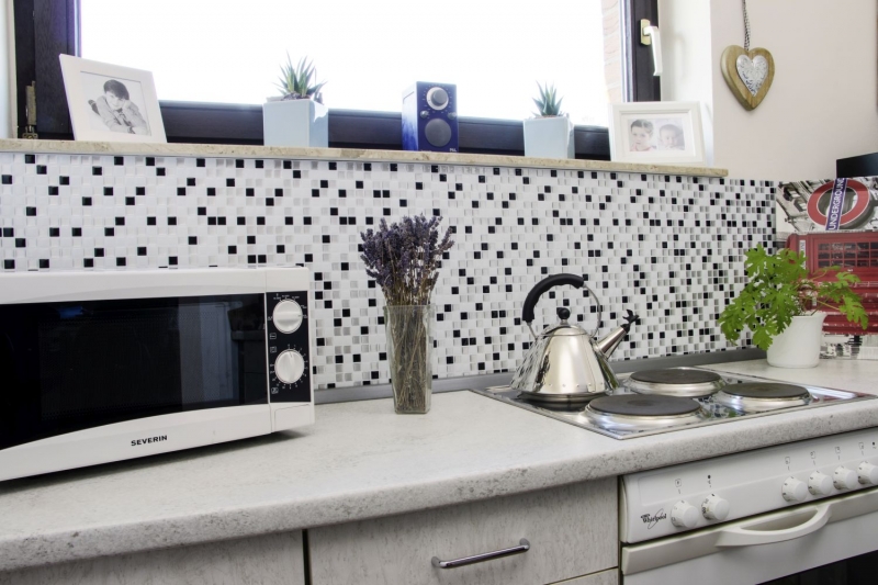 film adesivo in vinile autoadesivo per piastrelle a mosaico bianco argento nero backsplash per cucina