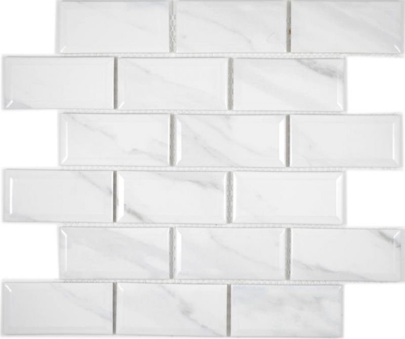 Mosaico ceramico Metro Carrara look piastrelle backsplash cucina splashback BAD doccia MOS26M-0203_f